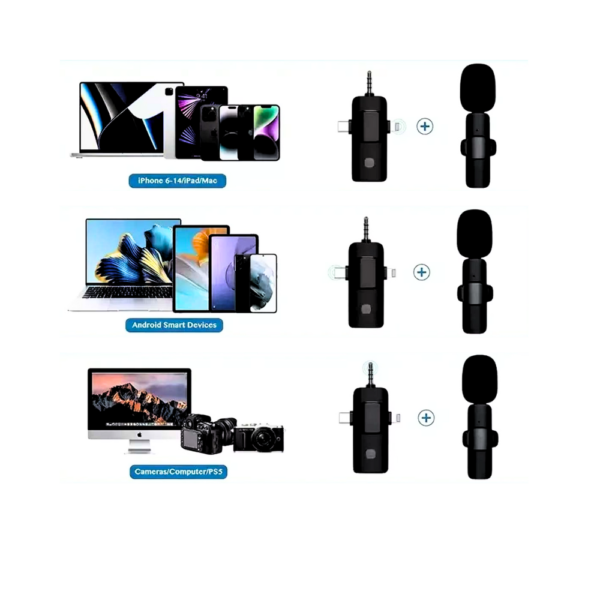 K15 3in1 Wireless Lavalier Microphone - Image 2
